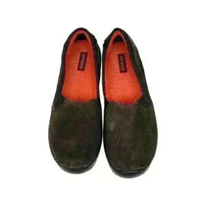 Crocs Loafers Brown Suede Leather Slip On Shoes Size 8